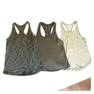 LOT OF 3 Lululemon Gray Racerback Tank Tops